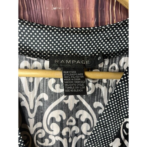 Y2K Vintage Rampage Babydoll Top S Small Black, White Groovy Blouse - Picture 4 of 4